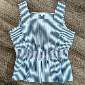 Liz Claiborne Striped Square Neck Elastic Waist top